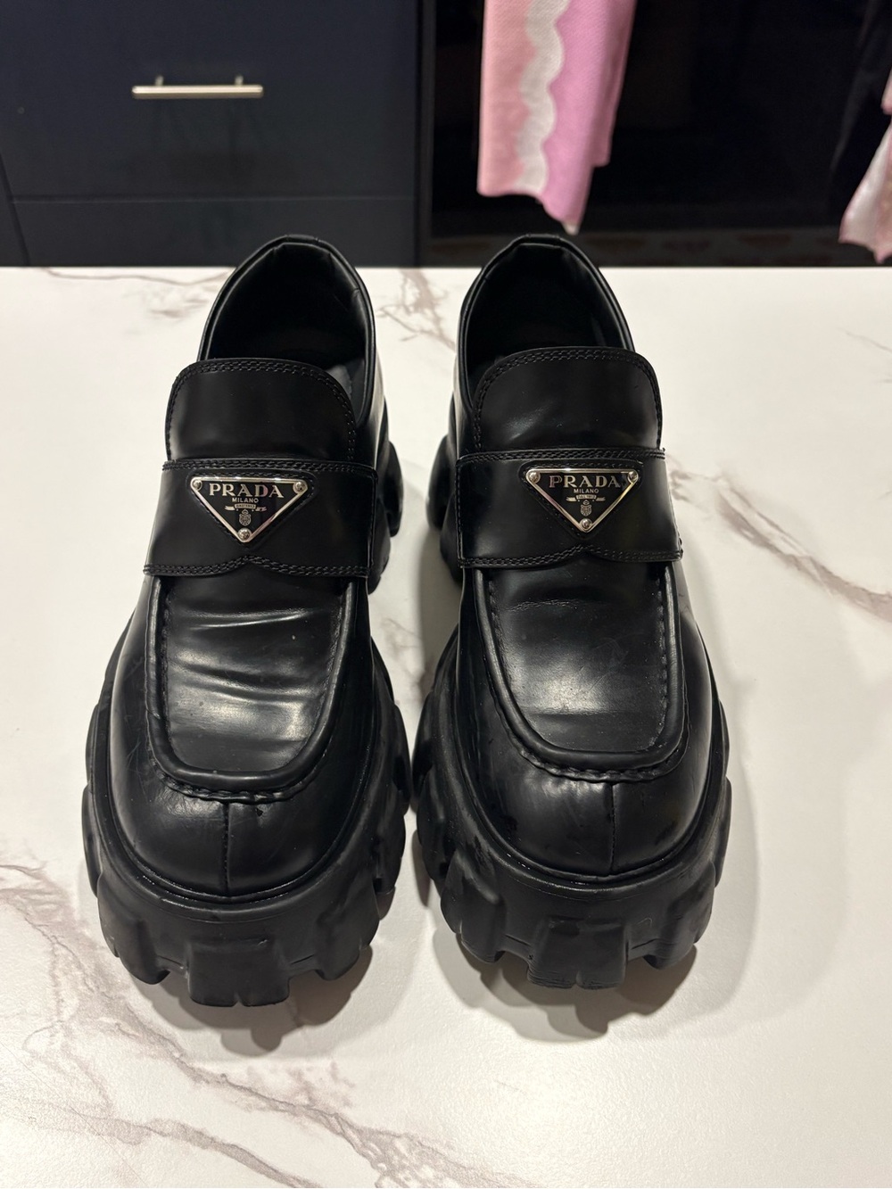 Prada Monolith Platform Loafers - Authentic